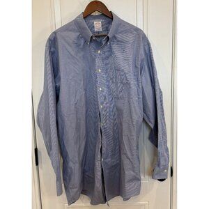 Brooks Brothers Original Polo Shirt Traditional Fit 18.5-36 Blue Micro Check EUC